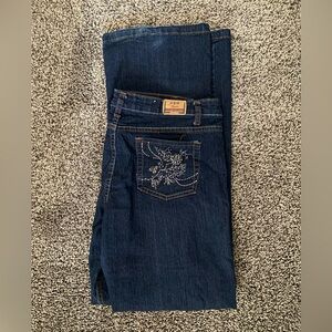 ABM Jeans Juniors 15 Boot Cut Stretch Dark Blue Denim Rhinestone Pocket
